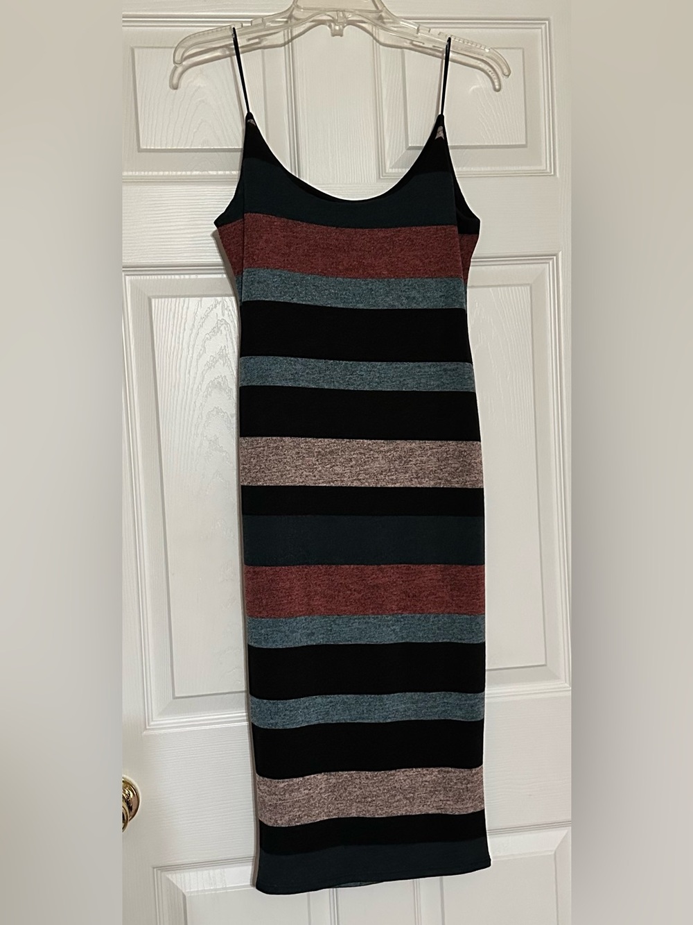 Fashion Nova Striped Midi Dress in Black, Rust, Slate, Taupe